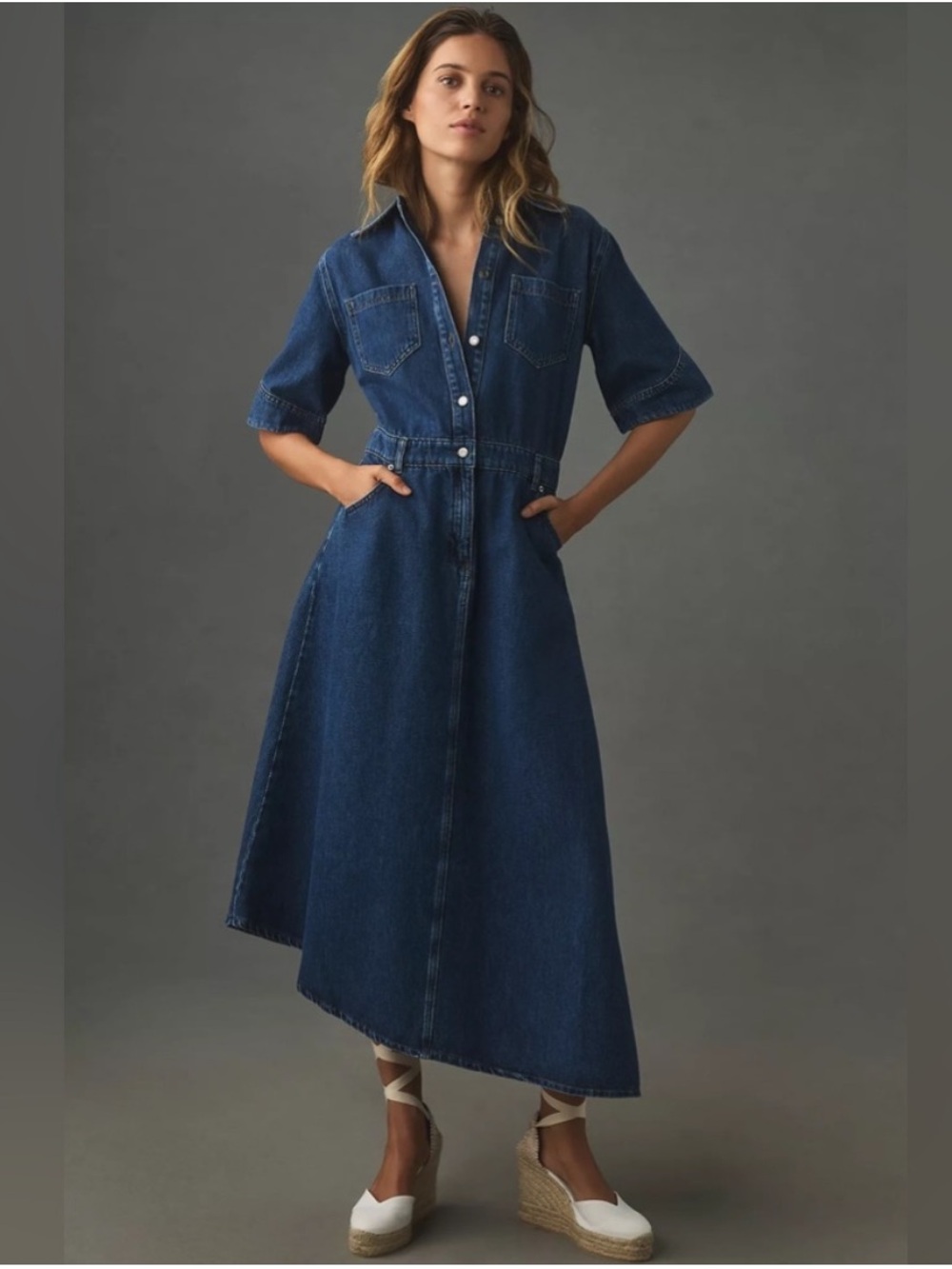 Anthropologie Deep Indigo Denim Shirt Dress - Picture 1 of 8